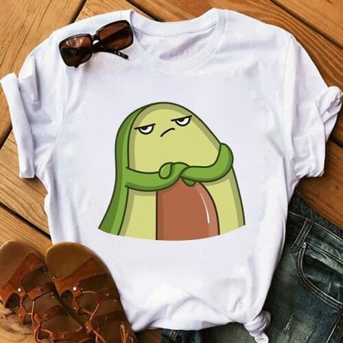 Cartoon Avocado Fruit Women Fashion Short Sleeve Summer Fashion Tshirts Clothes Graphic T Top Lady Print Female Tee T-Shirt