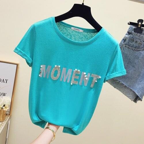 New Korean Bright silk letter printing Summer Fashion T Shirt Women Tops Loose Short sleeve Women Tshirt 2021 t shirts Tops