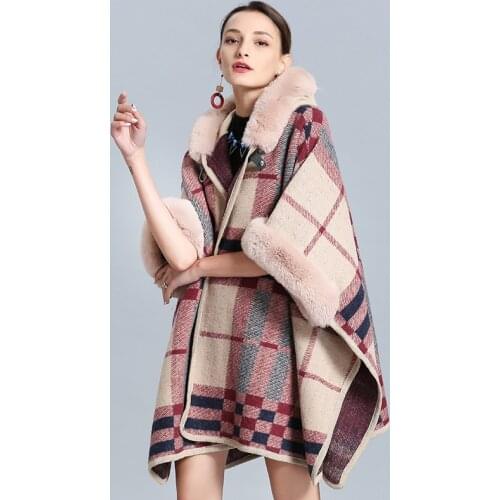 2021 Plus Size Cape Knitted Loose Women Poncho Autumn Winter Streetwear Fashion Casual Bat Sleeves Printed Pullovers Lady Coat