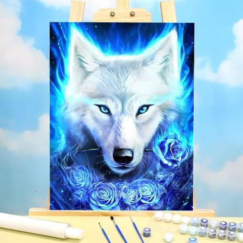 Wolf Animal DIY Paint By Numbers Complete Kit Oil Paints 50*70 Painting On Canvas Home Decor For Kids Art