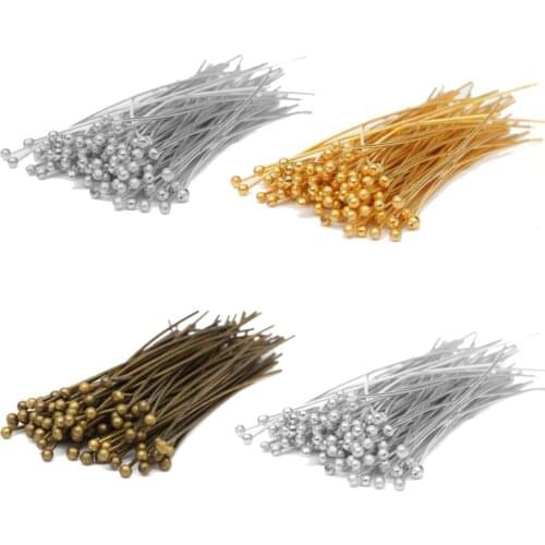 200pcs 20 30 40 50mm Gold Silver Metal Ball Head Pins Supplies for Needlework Jewelry Findings Making Handmade Diy Accessories