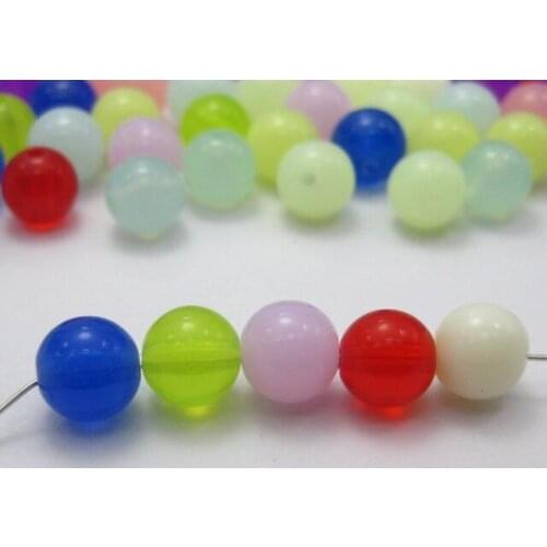 200 Mixed Color Acrylic Round Beads 8mm Jelly Tone Smooth Ball