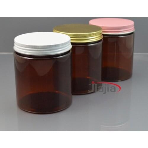 250g Brown Plastic Jar Empty Candy Tea Container Cosmetic Makeup Cream Face Mask Body Lotion Travel Bottle 9oz Free Shipping