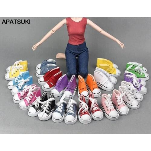 7.5cm Canvas Shoes For 1/4 BJD Doll & Mini Doll Shoes For 16 Inch Sharon doll Boots Casual Shoes For 1/3 American Girl Doll