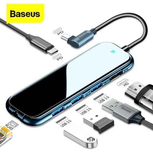 Baseus USB Type C HUB to HDMI-compatible Docking Station RJ45 Lan Multi USB PD 3.0 For MacBook Pro Air 4K USBC Splitter OTG HUB