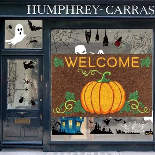 Halloween Door Stickers Funny Cute Pumpkin Black Cat Ghost Graphics Welcome Home Front Door Decoration Halloween Home Decoration