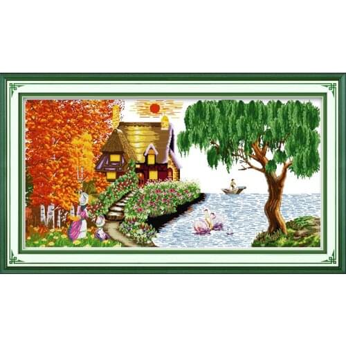 Everlasting Love Dream Homes Chinese Cross Stitch Kits Ecological Cotton Stamped Printed 11CT DIY Christmas Decorations For Home