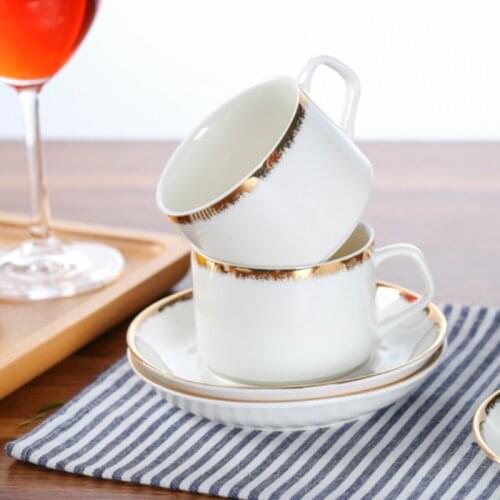Ceramic Coffee Cup with Saucer Set European Simple Phnom Penh Espresso Cappuccino Latte Cafe Mug Small Capacity Office Tea Cup