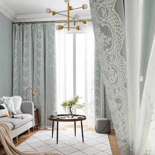 Korean lace curtain bedroom Shading curtain for living room bedroom and childrens room Custom lace curtain Sunshade curtain