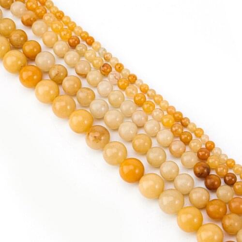 CKysee 1 piece/batch Crystal Natural Smooth Topaz Beads Loosely Spaced Round Bracelets Jewelry Gift Jewelry DIY Accessories
