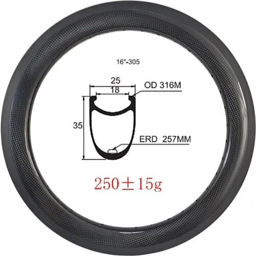 BMX 16inch 35x25mm Clincher carbon rims 305 Balance Folding kids bike wheels 16 18 20 24 28 32 36 hole unicycle small bicycle