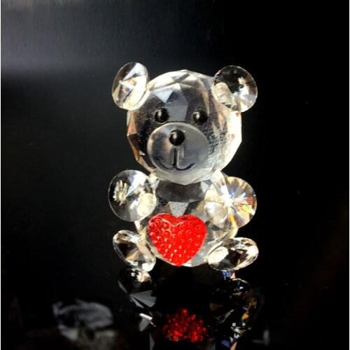 Cute Crystal Bear Figurine Animal Paperweight Glass Ornament Feng Shui Crafts Home House Decoration Gifts Souvenirs
