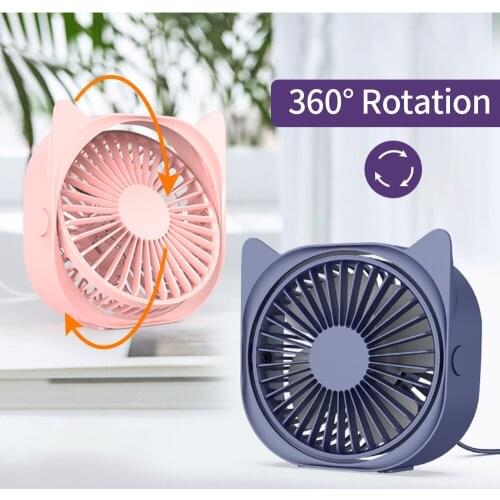 Cute Cat Mini Desktop Fan Usb Portable Silent Fan 3 Speed Adjustable Cooling Ventilator Home Air Conditioner