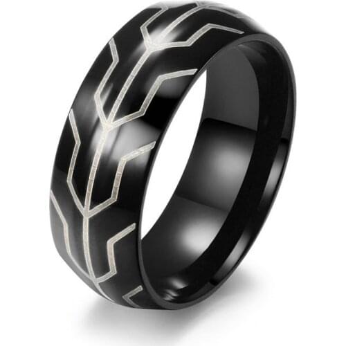 Fashion Goods Vogue Items Mens Stainless Steel Jewelry Sci-Fi Wedding Ring Two Color Lighting Bolt Ring Personalized Rings
