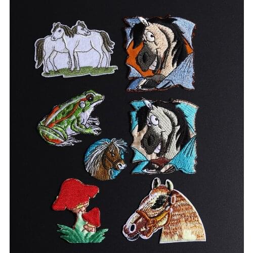 Cartoon Animals Mushroom Horse Frog Badge Armband Patch Embroidery Iron On Patches For Clothes DIY Appliques Accessory