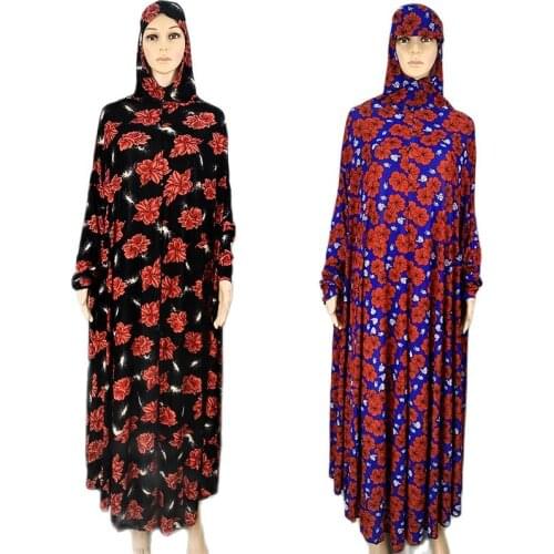 Muslim Prayer Suit Islamic Loose Size Floral Long Prayer Dress Saudi Arabia Female Worship Hijab Burqa Clothing