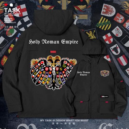 National Emblem of the Holy Roman Empire men jacket hooded fashion long sleeve printed coat chaquetas hombre autumn clothes