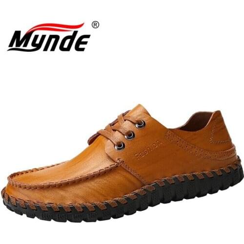 Mynde 2018 New Men Loafers Luxury Brand Men Shoes Fashion Casual Men Shoes Lace Men Leather Shoes Designer Leather Flat Shoes