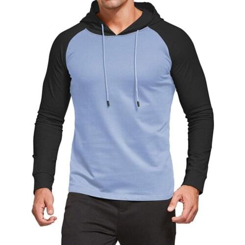 Men Fashion Patchwork Hoodies Shirt Long Sleeve Tshirts Outdoor Clothing Casual Sports Pullovers Top Daily Commute Wear