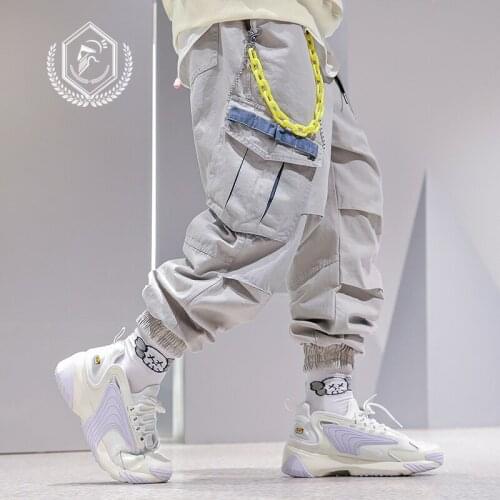 Men Loose Pocket Safari Style Pants Harem Jogger Pants Fashion Ankle-Length Hip Hop Pants