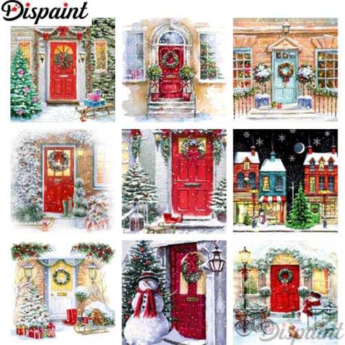 Dispaint Square/Round Drill 5D DIY Diamond Painting "Christmas gate scenery" Embroidery Cross Stitch Full Rhinestone Decor