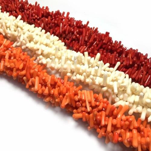 Natural Coral Bead Real Stick Shape Coral Loose Beads Charms Accessories for Women Jewelry Making Necklace Bracelet Decoration