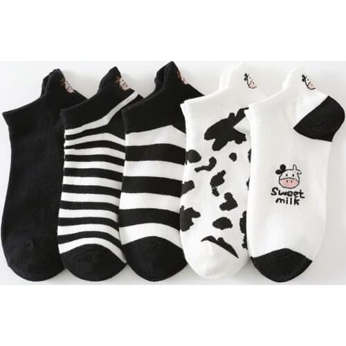 10 Pairs/Lot Cartoon Cotton Womens Socks Breathable Cute Ladies Socks Funny Daily Socks Female Girls Short Ankle Socks Novelty