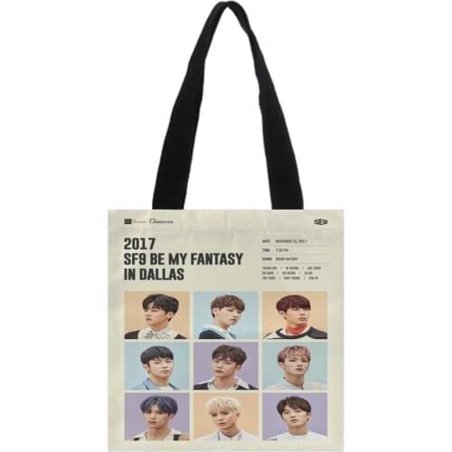 New Custom KPOP SF9 Canvas Shoulder Tote Bag portable handbag Cotton Fabric women bag