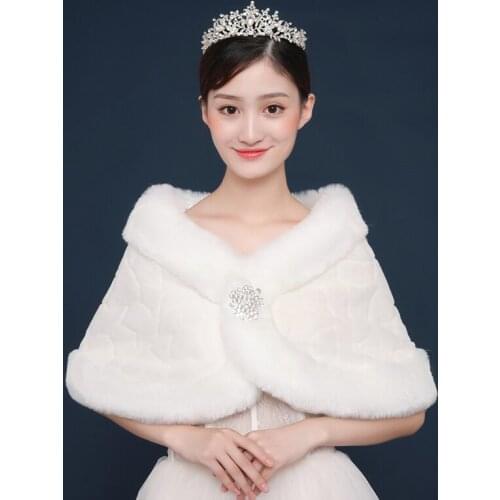 New Ivory Faux Fur Bridal Wrap Short Wedding Shawl Cape Stole Bolero Throw Shrug Coat Christmas Party Cape