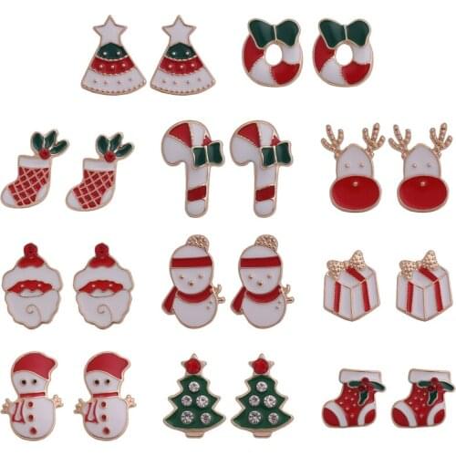 New Christmas Earrings Crystal Snowman Jewelry Christmas Tree Stud Earring For Women Creative Party Accessories Girl Gifts