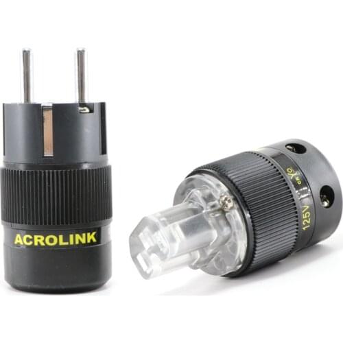 Pair HIFI Acrolink FP-03Eu CRYO Audio Power Plug connectors power Adapter,Power cable EU Schuko plug,C15 Power IEC plug