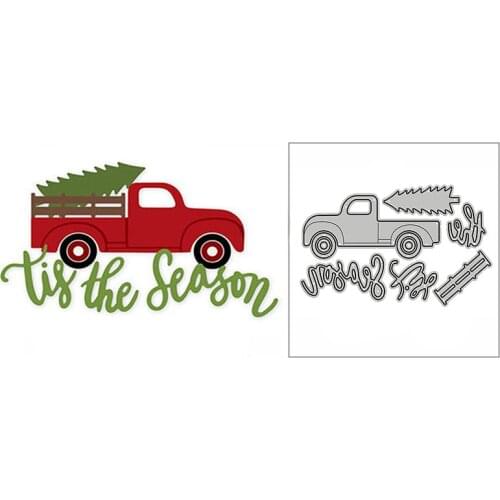 New Tis The Season Tree Truck Car 2020 Metal Cutting Dies for DIY Scrapbooking and Card Making Decor Embossing Mold No Stamps