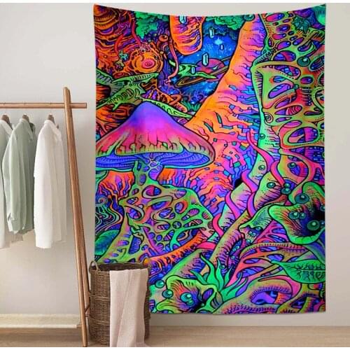 Psychedelic Colorful Mushroom Tapestries Large Area Living Room Decor Valance Magic Art Fashion Window Functional Picnic Cloth