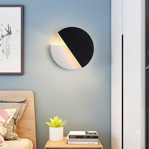 Modern LED Wall Lamp Living Room Lighting Home Decoration Wood Bedroom Creative Wall Mouted Sconce Fixtures Round Bedside Lights