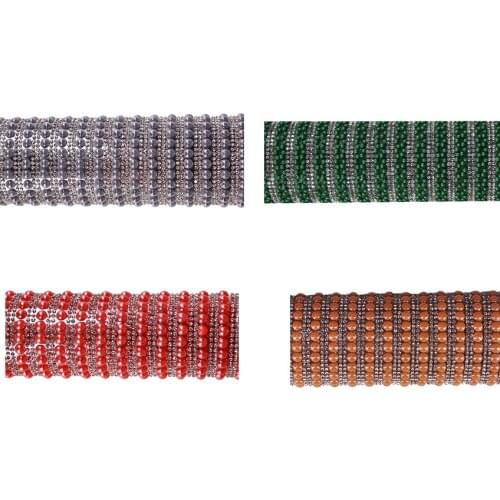 T2483 Beads Crystal Rhinestones Patches Roll Trim Iron On Hotfix Strass Applique for Clothes Decorative Supplies Craft 1Sheet