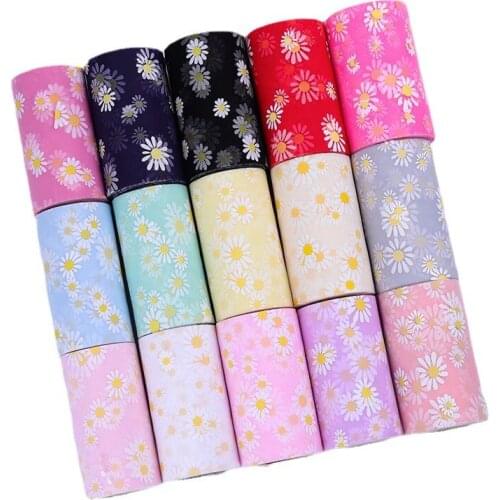 15cm 25Yards Daisy Tulle Soft Flower Ribbon Mesh Handmade Craft Ornament Baking Decoration Sunflower Printed Mesh Fabric Supply