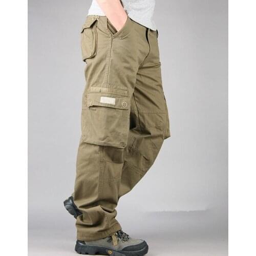 Outdoors Overalls Big Size New Brand Mens Military Loose Cargo Pants Man More Pockets Trousers