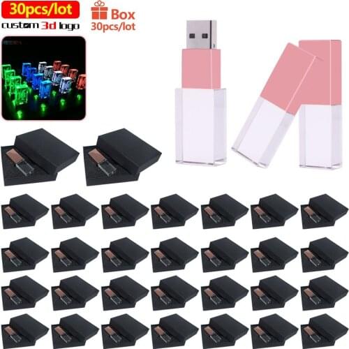 30pcs/lot memoria Crystal Usb flash drive 128gb 64gb Personalize 3d logo 32gb 16gb PenDrive for phone photography memory stick