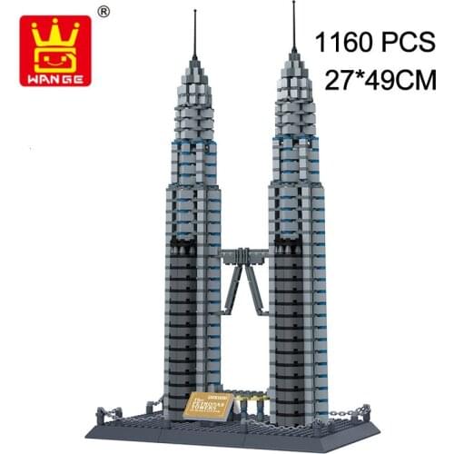 Wange 8011 New Famous Architecture Series The Kuala Lampur Petronas Tower 3D Model Building Blocks Classic Toys For Children