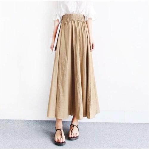 Plus size Spring Women Skirt20 Autumn Cotton linen Women Fashion Elastic Waist Vintage Long Skirts Korea skirts 5XL 6XL 7XL