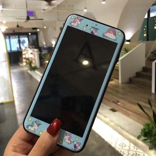 Cute Cartoon Tempered Glass For iphone XR 7 8 plus 9H 3D Edge Screen Protector Glass Film Cover For iphone X XS 11 Pro Max