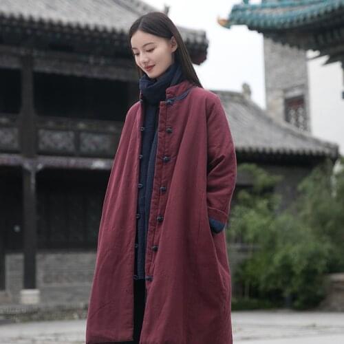 Women Loose Padded Coat Parkas Ladies Vintage Single Breasted Long Coat Female Padded Outerwear Topcoat 2020 Winter