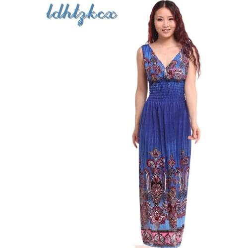Summer Dress Women Plus Size Long Dress 2019 Spring New Bohemian Beach Dresses Fashion Slim Sleeveless Vestidos Feminina CX630