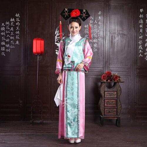 0107) Embroidery female Qing Dynasty Princess Costume womens ancient court dress for cosplay stage performance