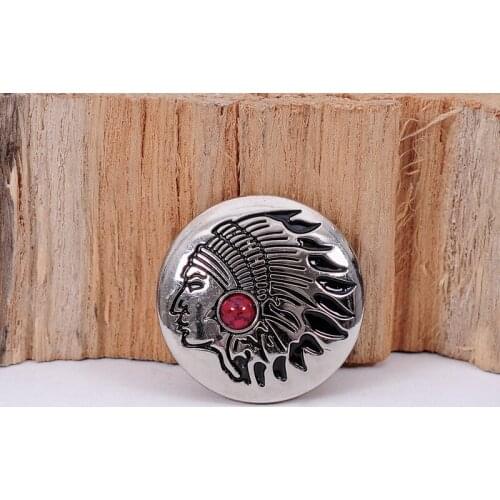 10PC 30MM WESTERN COWBOY INDIAN HEAD RED TURQUOISE SLIVER LEATHERCRAFT CONCHOS SET