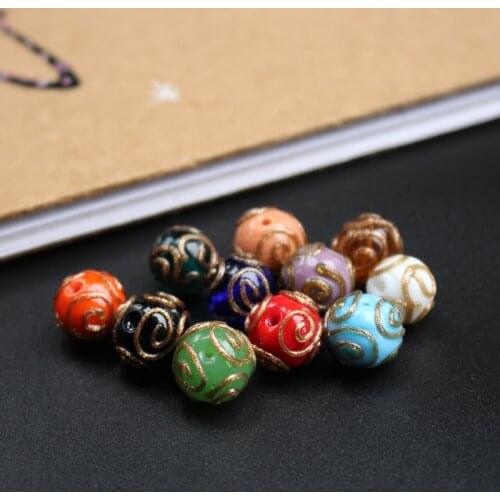 10pcs/Lot Lampwork Beads Handmade 12mm Lampwork Glass Round Multi-color Traditional for jewelry Making