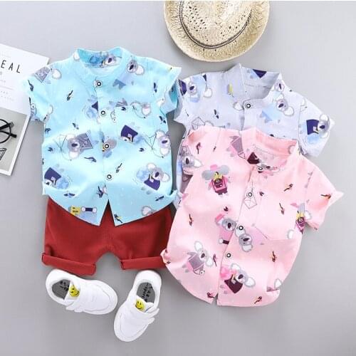 Cute Baby Boy Clothes Summer Set 2021 New Cartoon Dinosaur Print Short Sleeve Shirt +Shorts 2pc 1 2 3 4 Years Kid Toddler Outfit