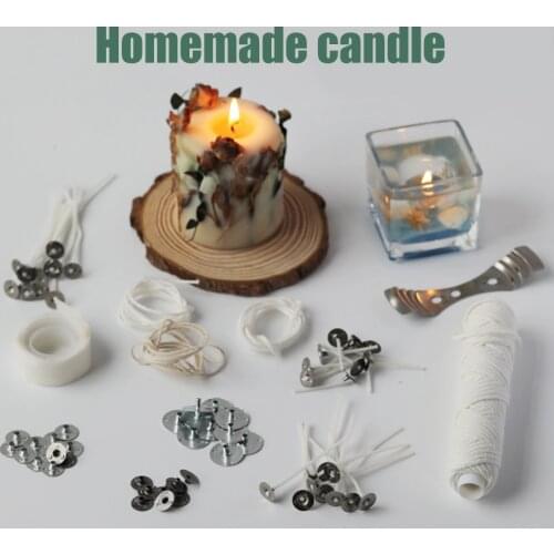50Pcs 6 '' Natural Candle Wicks Scissors Blow Out Candle with Do-It-Yourself