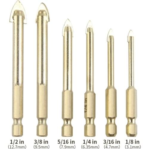 6PCS Ceramic Glass Tile Drill Bit Tungsten Steel Hexagonal Drill Bits Hard Alloy Tile Drill Bit for Marble Metal Drill Bit
