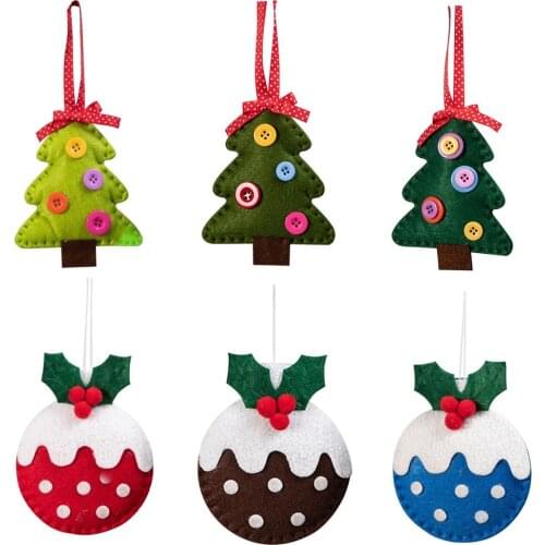 6PCS Christmas Tree Felt Pendant Hanging Ornament Decor Christmas Furniture Decoration Charm for Holiday Party Home Decoration